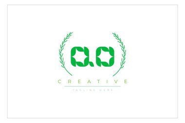 QO harfleri yapraklı eko logo. Taze doğa ve sağlıklı yaprak logosu tasarımı.
