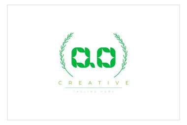 QO letters eco logo with leaf. Fresh nature and healthy leaf logo design. clipart