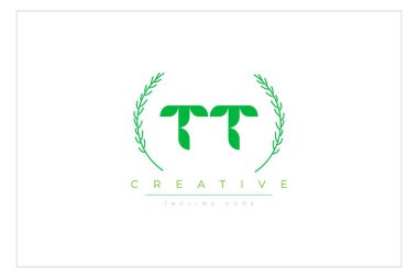 Yapraklı GT harfleri eko logo. Taze doğa ve sağlıklı yaprak logosu tasarımı.