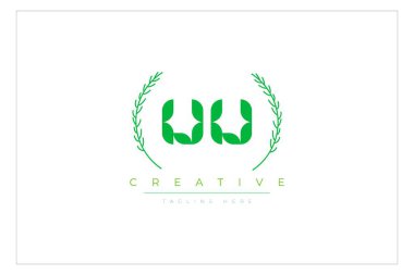 UU harfleri yapraklı eko logo. Taze doğa ve sağlıklı yaprak logosu tasarımı.
