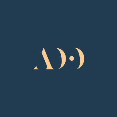 ADO soyut harf logosu tasarımı. Bu logo üç soyut harf tarafından tasarlanmıştır..