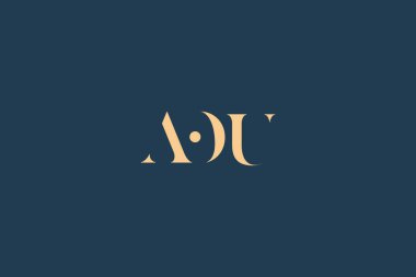 AOU soyut harf logosu tasarımı. Bu logo üç soyut harf tarafından tasarlanmıştır..