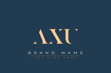 AXU soyut harf logosu tasarımı. Bu logo üç soyut harf tarafından tasarlanmıştır..