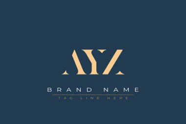 AYZ soyut harf logosu tasarımı. Bu logo üç soyut harf tarafından tasarlanmıştır..