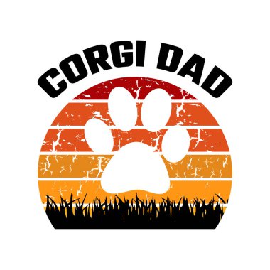 Corgi baba. Şık bir tipografi tişörtü ve giysi posteri. Premium Vektörü