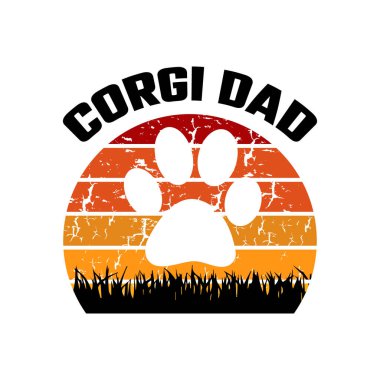 Corgi baba. Şık bir tipografi tişörtü ve giysi posteri. Premium Vektörü