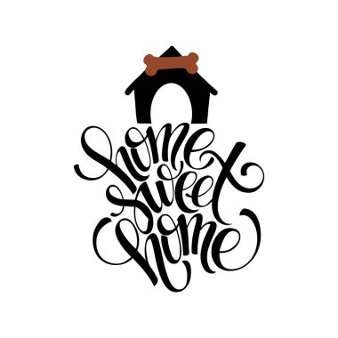 Evim güzel evim. Tarz sahibi El tipografi posteri çizmiş. Premium Vektörü