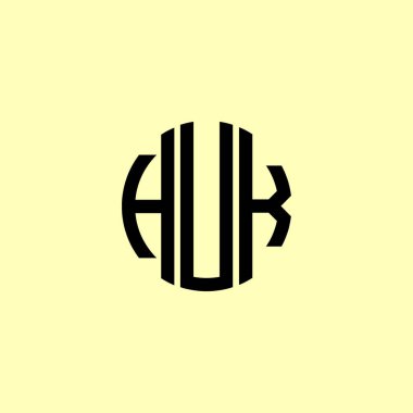 Yaratıcı Yuvarlak Baş harfler HUK logosu. Bu başlangıçlara hangi şirket veya markanın başlaması uygun olacaktır. Bu başlangıçtaki şirket veya marka adı için uygun olacaktır..