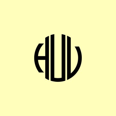 Yaratıcı Yuvarlak Harfler HUV logosu. Bu başlangıçlara hangi şirket veya markanın başlaması uygun olacaktır. Bu başlangıçtaki şirket veya marka adı için uygun olacaktır..