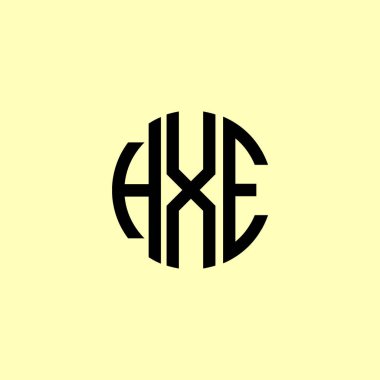 Yaratıcı Yuvarlak Harfler HXE logosu. Bu başlangıç için hangi şirket veya markanın adı uygun olacaktır.