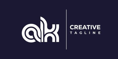 AK soyut minimalist harfler logo monogramı. Bu minimalist bir logo, bu logo iki küçük harf ile tasarlanmış.