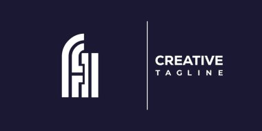 FI soyut minimalist harfler logo monogramı. Bu minimalist bir logo, bu logo iki küçük harf ile tasarlanmış.