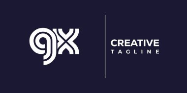 GX soyut minimalist harfler logo monogramı. Bu minimalist bir logo, bu logo iki küçük harf ile tasarlanmış.