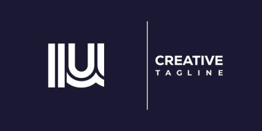 IU soyut minimalist harfler logo monogramı. Bu minimalist bir logo, bu logo iki küçük harf ile tasarlanmış.