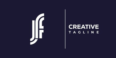 JF soyut minimalist harfler logo monogramı. Bu minimalist bir logo, bu logo iki küçük harf ile tasarlanmış.