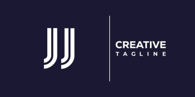JJ soyut minimalist harfler logo monogramı. Bu minimalist bir logo, bu logo iki küçük harf ile tasarlanmış.