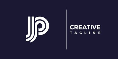 JP soyut minimalist harfler logo monogramı. Bu minimalist bir logo, bu logo iki küçük harf ile tasarlanmış.