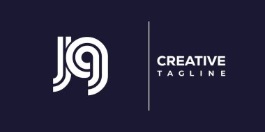 JQ soyut minimalist harfler logo monogramı. Bu minimalist bir logo, bu logo iki küçük harf ile tasarlanmış.