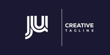 JU soyut minimalist harfler logo monogramı. Bu minimalist bir logo, bu logo iki küçük harf ile tasarlanmış.