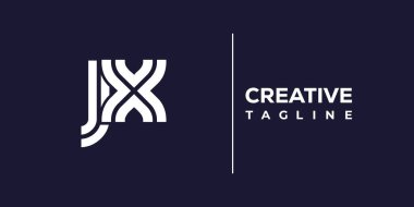 JX soyut minimalist harfler logo monogramı. Bu minimalist bir logo, bu logo iki küçük harf ile tasarlanmış.