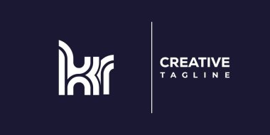 KR soyut minimalist harfler logo monogramı. Bu minimalist bir logo, bu logo iki küçük harf ile tasarlanmış.