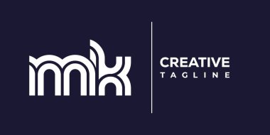 MK soyut minimalist harfler logo monogramı. Bu minimalist bir logo, bu logo iki küçük harf ile tasarlanmış.