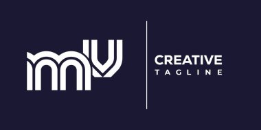 MV soyut minimalist harfler logo monogramı. Bu minimalist bir logo, bu logo iki küçük harf ile tasarlanmış.