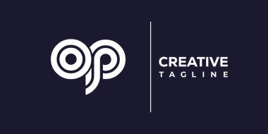 OP soyut minimalist harfler logo monogramı. Bu minimalist bir logo, bu logo iki küçük harf ile tasarlanmış.