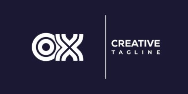 OX soyut minimalist harfler logo monogramı. Bu minimalist bir logo, bu logo iki küçük harf ile tasarlanmış.