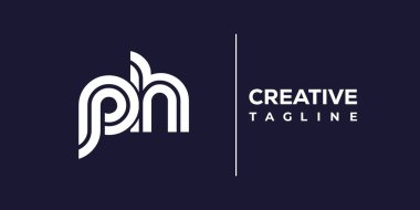 PH soyut minimalist harfler logo monogramı. Bu minimalist bir logo, bu logo iki küçük harf ile tasarlanmış.