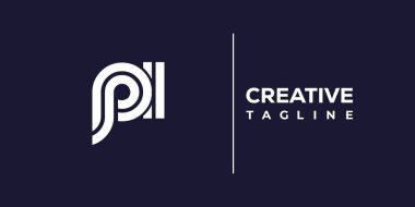 PI soyut minimalist harfler logo monogramı. Bu minimalist bir logo, bu logo iki küçük harf ile tasarlanmış.