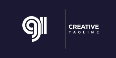 QI soyut minimalist harfler logo monogramı. Bu minimalist bir logo, bu logo iki küçük harf ile tasarlanmış.