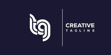 TG soyut minimalist harfler logo monogramı. Bu minimalist bir logo, bu logo iki küçük harf ile tasarlanmış.