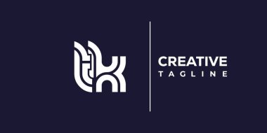 TK 'in soyut minimalist harfleri Logo Monogram. Bu minimalist bir logo, bu logo iki küçük harf ile tasarlanmış.