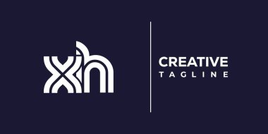 XH soyut minimalist harfler logo monogramı. Bu minimalist bir logo, bu logo iki küçük harf ile tasarlanmış.