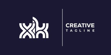 XK soyut minimalist harfler logo monogramı. Bu minimalist bir logo, bu logo iki küçük harf ile tasarlanmış.