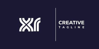XR soyut minimalist harfler logo monogramı. Bu minimalist bir logo, bu logo iki küçük harf ile tasarlanmış.