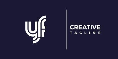 YF soyut minimalist harfler logo monogramı. Bu minimalist bir logo, bu logo iki küçük harf ile tasarlanmış.