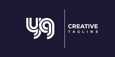 YG soyut minimalist harfler logo monogramı. Bu minimalist bir logo, bu logo iki küçük harf ile tasarlanmış.