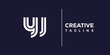 YJ soyut minimalist harfler logo monogramı. Bu minimalist bir logo, bu logo iki küçük harf ile tasarlanmış.