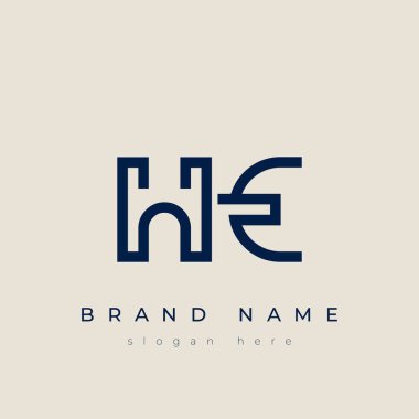 H ve E logo tasarımı. Harflerin Logosu Monogramı. Bu logo tasarımı bir markayı, şirketi veya bireyi temsil eden görsel bir sembol oluşturma sürecidir..