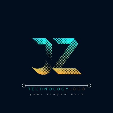 J and Z logo design. JZ abstract technology logo. This logo design is the process of creating a visual symbol that represents a brand, company, or individual. clipart