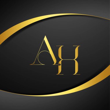 Lüks mektup logosu. İlk harf kraliyet lüks logo şablonu. Altın rengi ve siyah arkaplan.