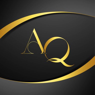 El Kaide lüks mektup logosu. İlk harf kraliyet lüks logo şablonu. Altın rengi ve siyah arkaplan.