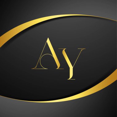 Lüks mektup logosu. İlk harf kraliyet lüks logo şablonu. Altın rengi ve siyah arkaplan.