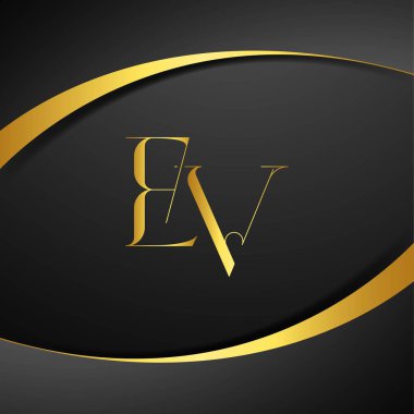 E and V logo design. EV luxury letter logo. This logo design is the process of creating a visual symbol that represents a brand, company, or individual. clipart