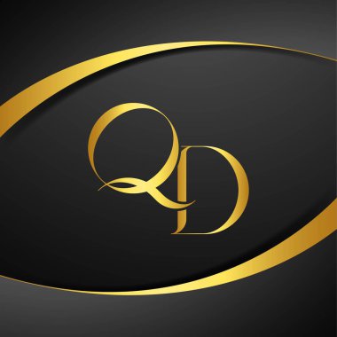 Q and D logo design. QD luxury letter logo. This logo design is the process of creating a visual symbol that represents a brand, company, or individual. clipart