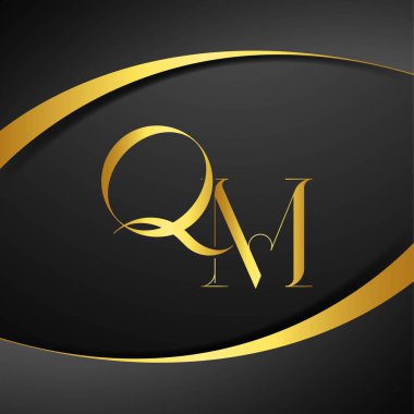 Q ve M logo tasarımı. QM lüks harf logosu. Bu logo tasarımı bir markayı, şirketi veya bireyi temsil eden görsel bir sembol oluşturma sürecidir..