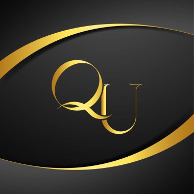 Q ve U logo tasarımı. QU lüks mektup logosu. Bu logo tasarımı bir markayı, şirketi veya bireyi temsil eden görsel bir sembol oluşturma sürecidir..