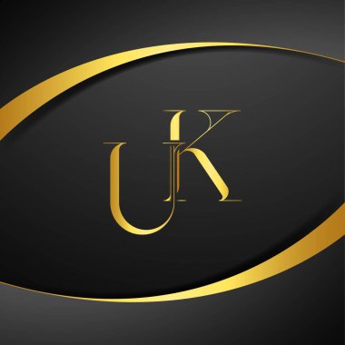 U ve K logo tasarımı. İngiltere lüks mektup logosu. Bu logo tasarımı bir markayı, şirketi veya bireyi temsil eden görsel bir sembol oluşturma sürecidir..